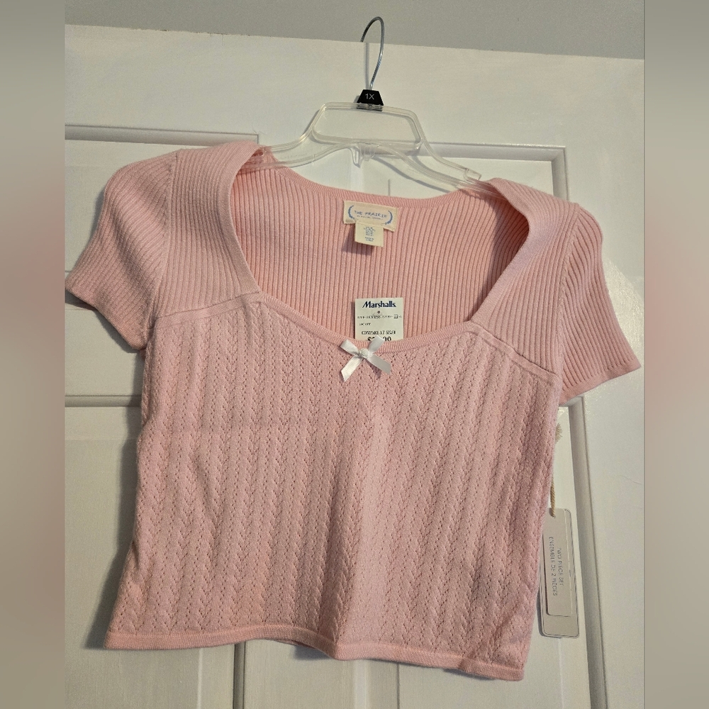 Pink Ribbed Knit Top